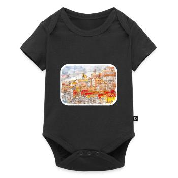 Porto Portugal Watercolor Sketch Drawn Painting - Baby Premium short-sleeve bodysuit - black - Front