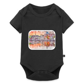 Pays-Bas Aquarelle Esquisse Dessinée Illustration - Body à manches courtes Premium Bébé - noir - Devant