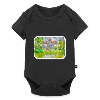 Allemagne Aquarelle Esquisse Dessinée à la main Illustration - Body à manches courtes Premium Bébé - noir - Devant