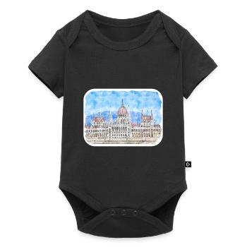 Budapest Hongrie Aquarelle Esquisse Dessin Dessin - Body à manches courtes Premium Bébé - noir - Devant