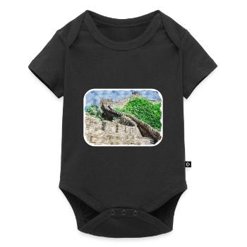 China Watercolor Sketch Hand Drawn Illustration - Baby Premium short-sleeve bodysuit - black - Front