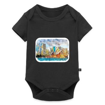 Sydney Australie Aquarelle Esquisse Dessinée Illustrat - Body à manches courtes Premium Bébé - noir - Devant