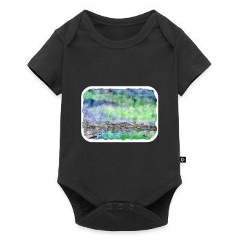 Islande Aquarelle Esquisse Dessinée à la main Illustration - Body à manches courtes Premium Bébé - noir - Devant