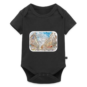 Madrid Spain Watercolor Sketch Painting Drawing - Baby Premium short-sleeve bodysuit - black - Front