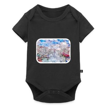 Venise Italie Aquarelle Esquisse Illustration - Body à manches courtes Premium Bébé - noir - Devant