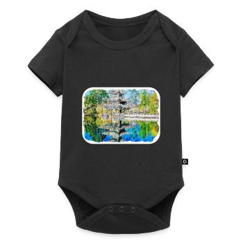 China Watercolor Sketch Hand Drawn Illustration - Baby Premium short-sleeve bodysuit - black - Front