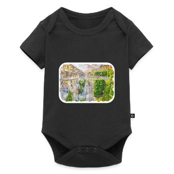 Sorrente Italie Aquarelle Esquisse Dessinée Peinture - Body à manches courtes Premium Bébé - noir - Devant