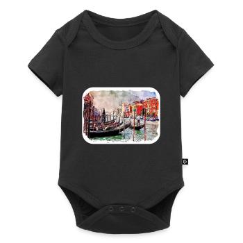 Venise Italie Aquarelle Esquisse Illustration - Body à manches courtes Premium Bébé - noir - Devant