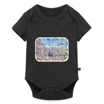 Pays-Bas Aquarelle Esquisse Dessinée Illustration - Body à manches courtes Premium Bébé - noir - Devant