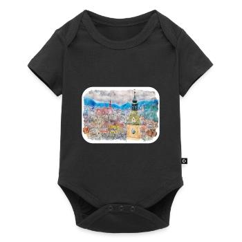 Brasov Roumanie Aquarelle Sketch Illustration - Body à manches courtes Premium Bébé - noir - Devant