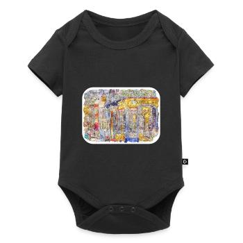 Europe croquis aquarelle illustration dessinée à la main - Body à manches courtes Premium Bébé - noir - Devant