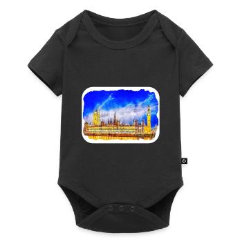 Uk Landmark Watercolor Sketch Painting Illustratio - Baby Premium short-sleeve bodysuit - black - Front