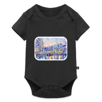 pays-bas, aquarelle, croquis, dessiné, illustration - Body à manches courtes Premium Bébé - noir - Devant