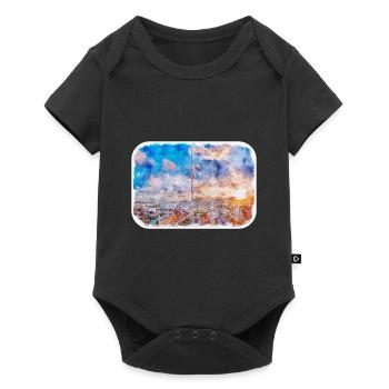 Berlin Allemagne Aquarelle Esquisse Dessinée Peinture - Body à manches courtes Premium Bébé - noir - Devant
