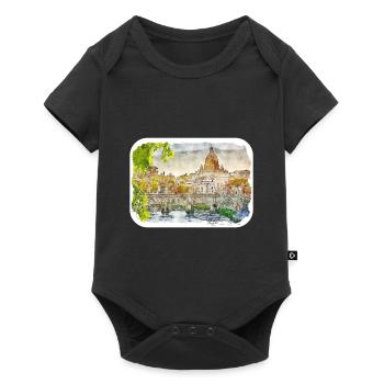 Rom Italien Aquarell Skizze Handgezeichnetes Gemälde - Baby Premium Kurzarmbody - Schwarz - Vorne