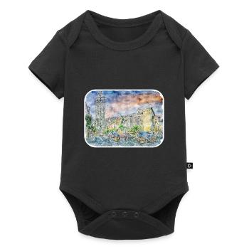 Seville Spain Watercolor Sketch Illustration - Baby Premium short-sleeve bodysuit - black - Front