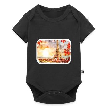 Paris France Watercolor Sketch Drawn Illustration - Baby Premium short-sleeve bodysuit - black - Front