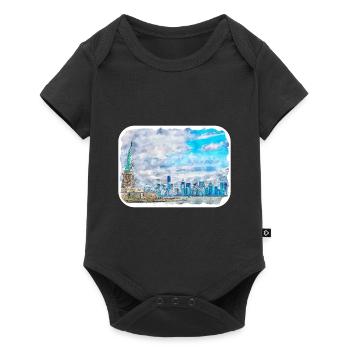 New York Usa Watercolor Sketch Drawing - Baby Premium short-sleeve bodysuit - black - Front