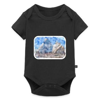 Australie Aquarelle Esquisse Dessinée à la Main Peinture - Body à manches courtes Premium Bébé - noir - Devant