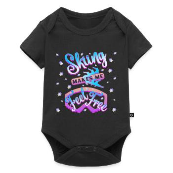 Skiing makes me feel free - 1 - Baby Premium short-sleeve bodysuit - black - Front