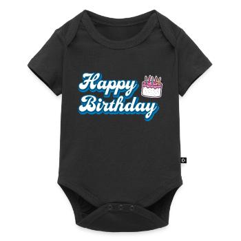 Joyeux anniversaire gâteau Félicitations - Body à manches courtes Premium Bébé - noir - Devant