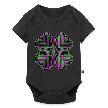 Four-leaf clover of hearts - 2 - Baby Premium short-sleeve bodysuit - black - Front