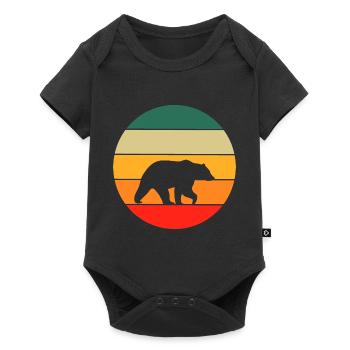 Ours brun rétro Grizzly - Body à manches courtes Premium Bébé - noir - Devant