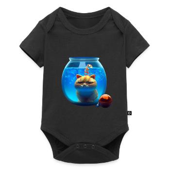 Chat de Noël dans un bocal à poissons - Body à manches courtes Premium Bébé - noir - Devant