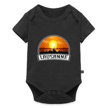 Lausanne Suisse Skyline Vintage Sunset Travel - Body à manches courtes Premium Bébé - noir - Devant
