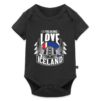 Iceland Volcanic Island Fahne - Baby Premium short-sleeve bodysuit - black - Front