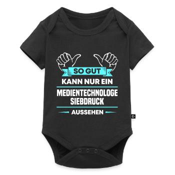 Medientechnologe Siebdruck Design für stolze Profi - Baby Premium Kurzarmbody - Schwarz - Vorne
