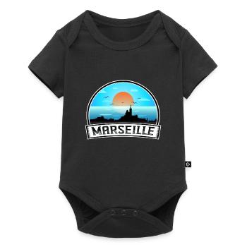 Marseille France Skyline Vintage Sunset Travel Sou - Baby Premium short-sleeve bodysuit - black - Front