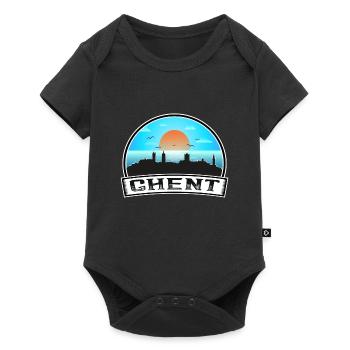 Gent Belgien Skyline Vintage Sunset Travel Souven - Baby Premium Kurzarmbody - Schwarz - Vorne