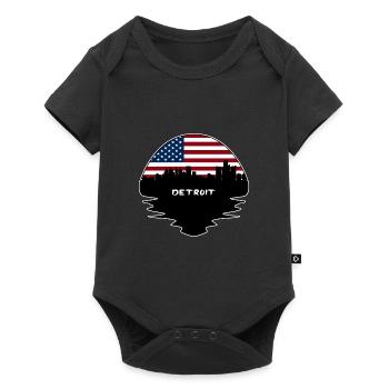 Detroit Michigan États-Unis Flag Skyline Silhouette Trave - Body à manches courtes Premium Bébé - noir - Devant