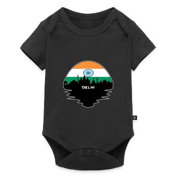 Delhi Inde Flag Skyline Silhouette Voyage - Body à manches courtes Premium Bébé - noir - Devant
