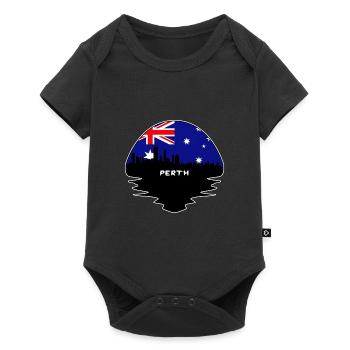 Perth Australien Flagge Skyline Silhouette Reisen - Baby Premium Kurzarmbody - Schwarz - Vorne