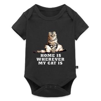 Cat – My home is where my cat is. - Baby Premium short-sleeve bodysuit - black - Front