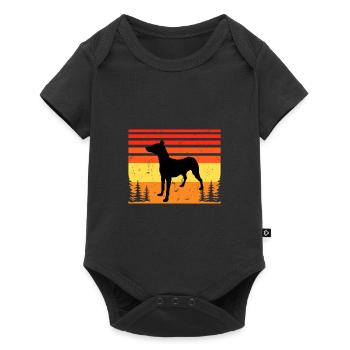 Andalou Chien Chien Amoureux Silhouette Rétro Coucher de Soleil - Body à manches courtes Premium Bébé - noir - Devant