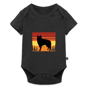 Alaskan Malamute Dog Lover Silhouette Retro Sunset - Body à manches courtes Premium Bébé - noir - Devant
