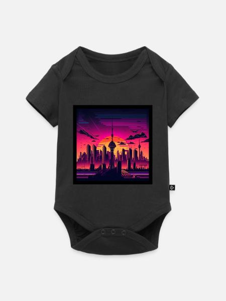 Skyline von Berlin im Abendlicht - Baby Premium Kurzarmbody - Schwarz