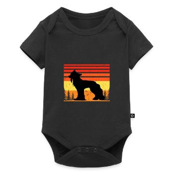 Chien à crête chinois Amour Silhouette Vintage Coucher de soleil - Body à manches courtes Premium Bébé - noir - Devant