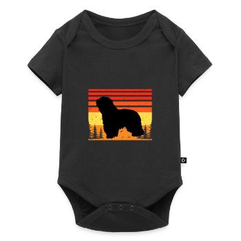 Cao Da Serra De Aires Hund Silhouette Retro Sonnenuntergang - Baby Premium Kurzarmbody - Schwarz - Vorne