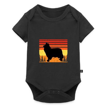 Collie Rough Dog Lover Silhouette Vintage Sunset - Body à manches courtes Premium Bébé - noir - Devant