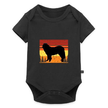 Chien de berger du Caucase Silhouette Rétro Coucher de soleil - Body à manches courtes Premium Bébé - noir - Devant