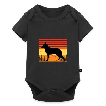 Silhouette de chien de berger d’Europe de l’Est Rétro Coucher de soleil - Body à manches courtes Premium Bébé - noir - Devant