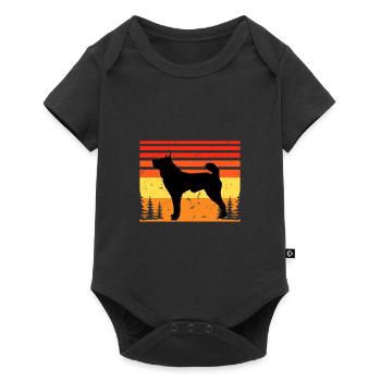 Karelian Bear Dog Lover Silhouette Vintage Sunset - Baby Premium short-sleeve bodysuit - black - Front