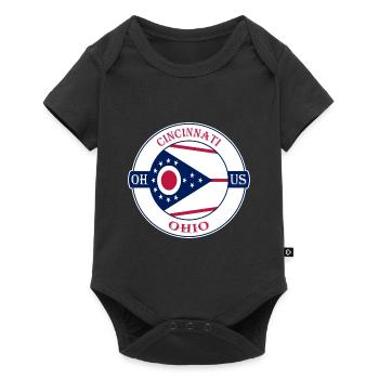 Cincinnati Ohio Flag USA Travel Souvenir Badge - Baby Premium short-sleeve bodysuit - black - Front