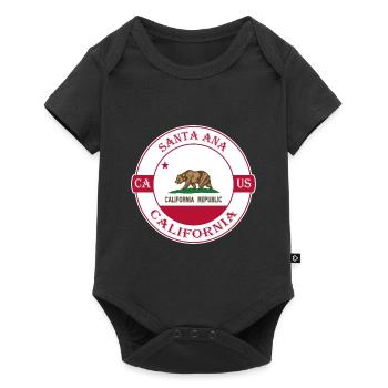 Santa Ana California Flagge USA Souvenir Abzeichen - Baby Premium Kurzarmbody - Schwarz - Vorne