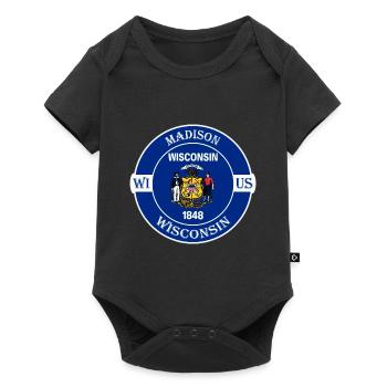 Madison Wisconsin Flag USA Travel Souvenir Badge - Body à manches courtes Premium Bébé - noir - Devant