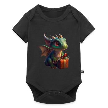 Bébé dragon avec cadeau - Body à manches courtes Premium Bébé - noir - Devant